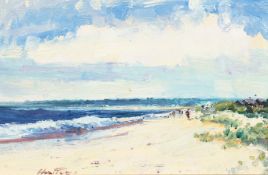 Geoffrey Chatham RBA British. 'Walberswick Beach', Oil on Board, Signed and Inscribed Verso, 12