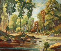M Luce (Early 20th Century) French. River Landscape, Oil on Canvas, Signed, 20