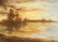 B. Schweitzer, Circa. 1994. Landscape at Dusk, Watercolour, Signed and Dated, 10