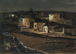 Rowland Hilder (1905-1993) British. 'Before Dawn, El Medano 1971, Watercolour, Signed, 9.5