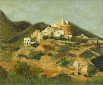 Thalia Flora-Caravia (1871-1960) Greek or Flora-Karavia. A Hamlet on a Hillside, Oil on Canvas,