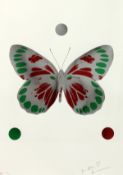 Damien Hirst (b.1965) British. Butterfly in Silver, Green and Red, Happy Christmas 2010, Signed,