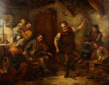 Alexander Leggett (1828-1884) British. The Cobbler's Dance, a Joyful Interior Scene, Oil on