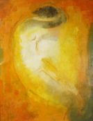 Jean-Marie Calmettes (1918-2007) French. 'Nu au Fond Rouge', Oil on Canvas, Signed and Dated 1964