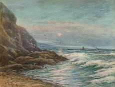 George Henry Jenkins (1843-1914) British. Coastal Scene at Sunset, Watercolour, Signed, 11