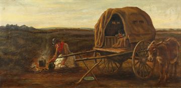 Henry Garland (act. 1854-1890) British. 'From Village to Village', a Study of a Mother and Child