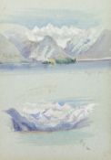 Follower of John Ruskin. Italian Lakes with Mountains, Watercolour, Inscribed in Pencil, 10