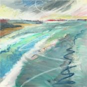 Linda Norris. Three Landscapes of Coastal Scenes, 2 Oil on Paper and 1 Watercolour, all 14