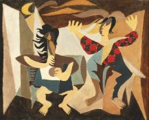 Mid 20th Century School. An Abstract Scene of Dancing Figures, Oil on Canvas, 16