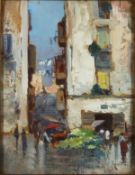 Oscar Ricciardi (1864-1935) Italian. An Italian Village Scene, Oil on Card, Signed, 9