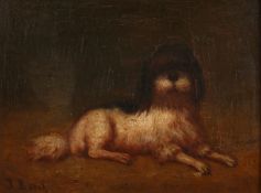 Nineteenth Century Continental School. A Study of a Dog, Oil on Oak Panel, Indistinctly Signed, 5.5