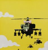 Banksy (b.1974) British. Helicopter with Bow in Yellow Sky, 12