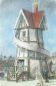William Reed (1917-1979) British. Figures by a Helter Skelter, Pastel on Joined Paper, 17.75