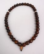 A SET OF 19TH CENTURY CHINESE QING DYNASTY RHINOCEROS / RHINO HORN ROSARY BEADS / NECKLACE,