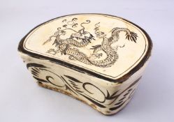 A GOOD CHINESE CI ZHOU POTTERY PILLOw - DRGAON, The pillow decorated with the scenes of a dragon and