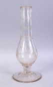 A GOOD ISLAMIC 18TH CENTURY GLASS HUQQA BASE, 28CM HIGH.