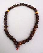 A SET OF 19TH CENTURY CHINESE QING DYNASTY RHINOCEROS / RHINO HORN ROSARY BEADS / NECKLACE,