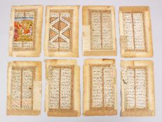 A COLLECTION OF EIGHT 18TH / 19TH CENTURY INDIAN MUGHAL MINIATURE PAINTINGS AND MANUSCRIPTS, the