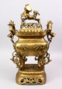 A GOOD CHINESE BRONZE BAMBOO FORM THREE PIECE CENSER, the censer in the form of bamboo, and in three