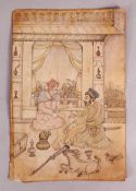 A RAJASTHANI KISHANGARH SCHOOL MINIATURE DRAWING, depicting two men seated in an interior with a