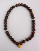 A SET OF 19TH CENTURY CHINESE QING DYNASTY RHINOCEROS / RHINO HORN ROSARY BEADS / NECKLACE,