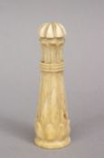 A 19TH CENTURY INDIAN CARVED IVORY PERFUME BOTTLE, 7cm