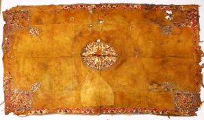 A GOOD LARGE 19TH CENTURY ISLAMIC LEATHER KILIM,
