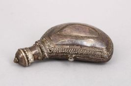 A 19TH CENTURY OMANI OR YEMENI SILVER PERFUME BOTTLE, 9cm