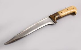 A GOOD INDIAN BONE HILTED DAGGER, 25cm.
