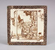 A WEDGEWOOD CHINESE THEMED PORCELAIN TILE, 15cm square.