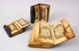 A COLLECTION OF THREE LEATHER BOUND TURKISH OTTOMAN QURAN,