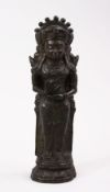 A GOOD INDIAN BRONZE FIGURE OF A BUDDHA / GOD, 24cm.