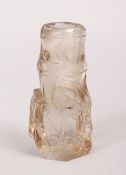 A GOOD 19TH / 20TH CENTURY CHINESE GLASS SNUFF BOTTLE, carved with flora, 6cm.