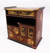 A FINE JAPANESE MEIJI PERIOD GOLD LACQUER MINIATURE SHODANA / CABINET, the small cabinet with gold