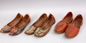 THREE PAIRS OF INDIAN OR PERSIAN SHOES