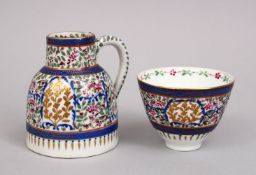 TWO GOOD ISLAMIC DECORATED PORCELAIN VASE & CUP, both similar decoration of simplistic flora,