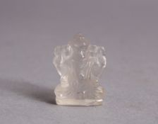 AN INDIAN CARVED ROCK CRYSTAL PENDANT OF GANESH, 2.5CM.