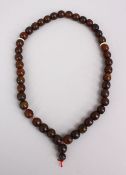 A SET OF 19TH CENTURY CHINESE QING DYNASTY RHINOCEROS / RHINO HORN ROSARY BEADS / NECKLACE,