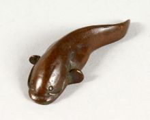 A SMALL JAPANESE BRONZE CATFISH. 2.25ins long.
