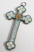 A LATE 19TH CENTURY MICROMOSIAC CRUCIFIX. 6.5ins high.