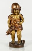 JUAN CLARA (1875-1958) SPANISH. A good small bi-colour bronze of a young girl standing, holding a