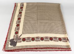 A VINTAGE CHANEL SILK SCARF, CHAIN DESIGN WITH RIBBONS.