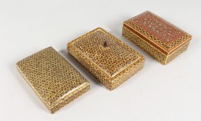 THREE VARIOUS ISLAMIC INLAID BOXES.
