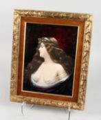 A SUPERB LIMOGES ENAMEL PLAQUE BY JULES SARLANDIE (1874-1936) FRENCH of a semi-nude. 12.5ins x