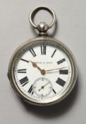 A KENDAL & DENT SILVER POCKET WATCH.