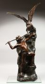 THEOPHILE FRANCOIS SOMME (FRENCH) 1871-1952.A superb bronze figure of an Eagle Slayer.