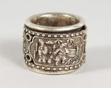 A CHINESE SILVER ARCHER'S RING.