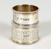 TWO ENGRAVED SERVIETTE RINGS. Sheffield 1914.