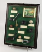 A ST ANDREW'S CASED SET OF GOLFING MEMORABLILIA.