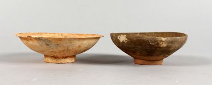 TWO EARLY CHINESE TERRACOTTA BOWLS.
